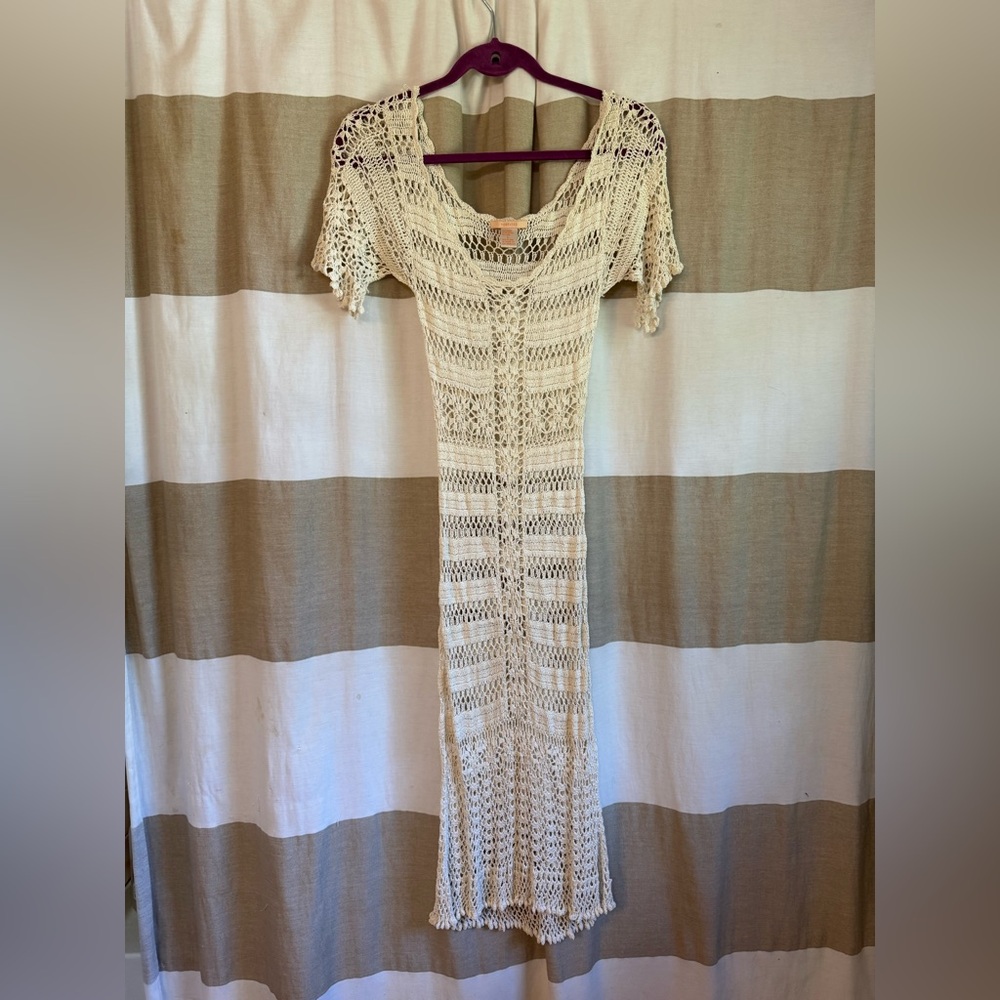 🤍 Forever 21 Cream Crochet Dress Size S- L 100% Viscose